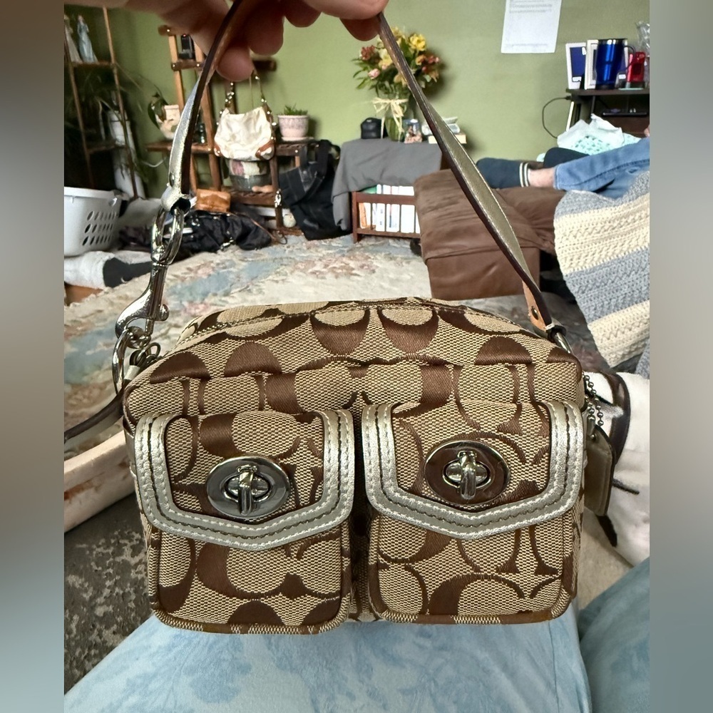 Coach Y2K Mini Double Legacy Signature Hobo w/ Dual Turn-Lock Pockets & Dust Bag - Picture 9 of 10